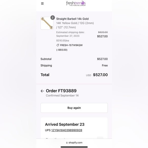 2x solid 14k gold 12g 1/2" barbell nipple rings (set of two rings) - Picture 3 of 3